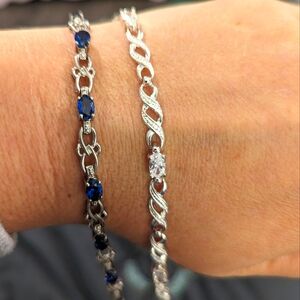 Blue and White Sapphire silver tennis bracelets